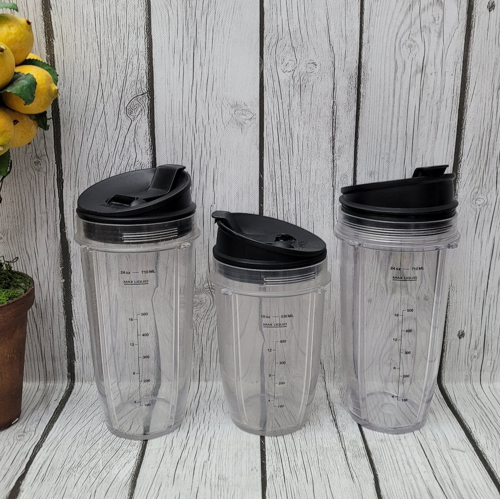 3 Nutri Ninja Blender Cups With 3 Lids